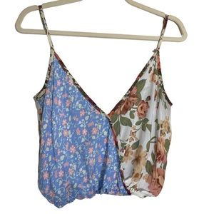 Urban Renewal Floral Multi-Pattern Medium Crop Tank Top Boho Spring Fairy Hippie